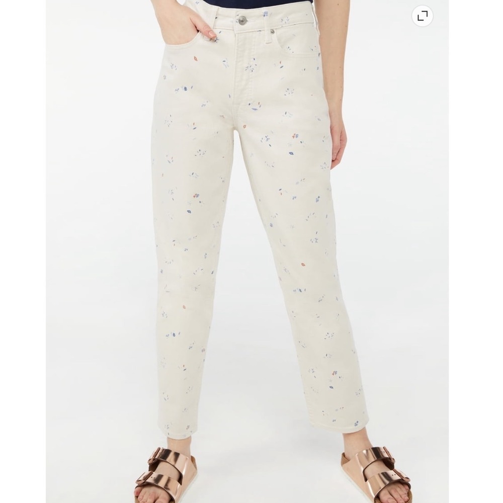 Free Assembly Womens Original 90s Straight Floral Denim Jeans Cream Size 2 NWT